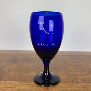 Libbey Wine Glass Cobalt Blue Apollo Crescent Moon Vintage Celestial Dark